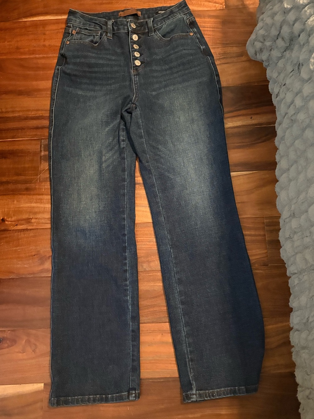 Judy Blue Straight Fit Button Fly Cropped Jeans Size 7/28 Dark Wash High Rise